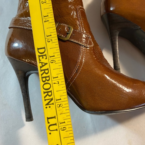 ❌lui chung  patton leather tall boots 8 real fur 4” heel  knee-high - Picture 10 of 12